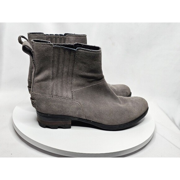 Sorel Womens Lolla Gray Suede Round Toe Pull On Ankle Chelsea Boots Size 8.5 - Picture 2 of 7